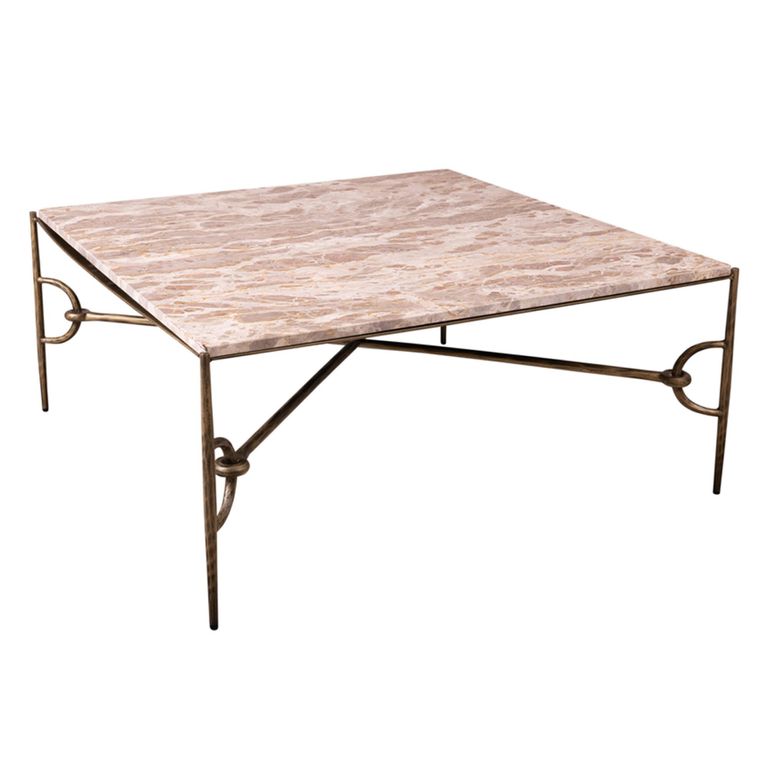 Avola Coffee Table - Square - Natural - Marble and Metal