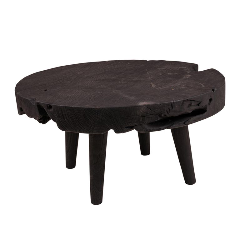 Coffee Table - Round - Black - Distressed Wood