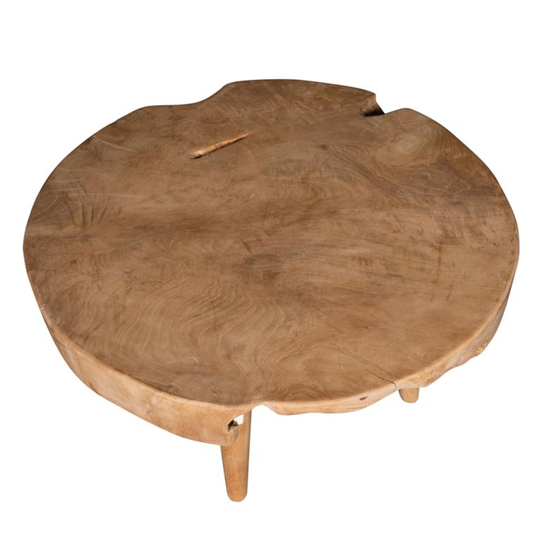Coffee Table - Live Edge - Round - Natural - Teak Wood