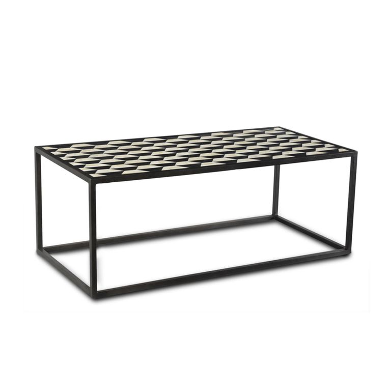 Delhi Coffee Table - Black - Bone Inlay and Metal