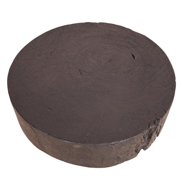 Lychee Coffee Table - Low - Round - Brown - Distressed Wood