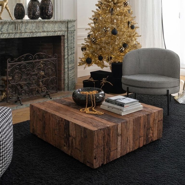 Forino Coffee Table - Low - Square - Brown - Reclaimed Teak Wood