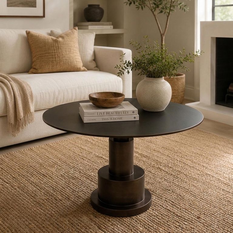 James Coffee Table - Round - Brown - Aluminum