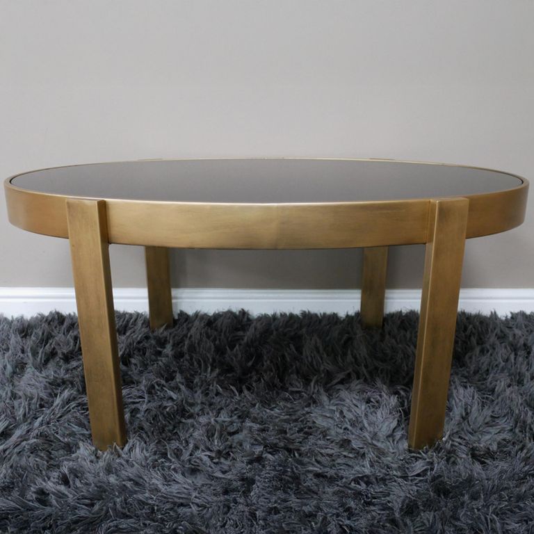 Coffee Table - Oval - Black and Gold - Glass and Metal