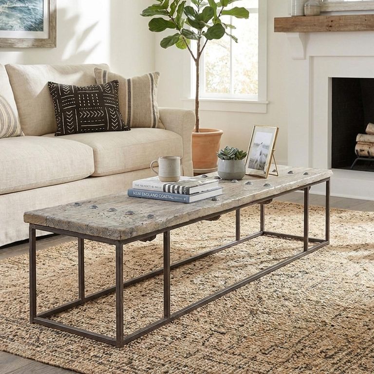 Unique One of a Kind - Industrial Coffee Table - Large - Grey and Black - Reclaimed Wood and Metal