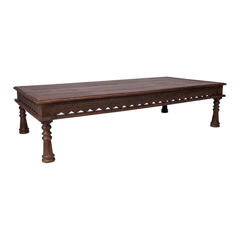 Carved Coffee Table - Brown - Wooden