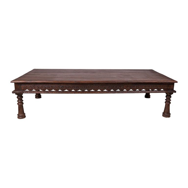 Carved Coffee Table - Brown - Wooden