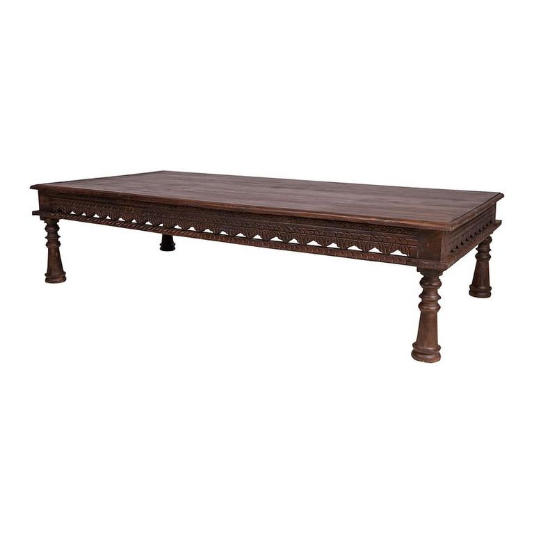 Carved Coffee Table - Brown - Wooden