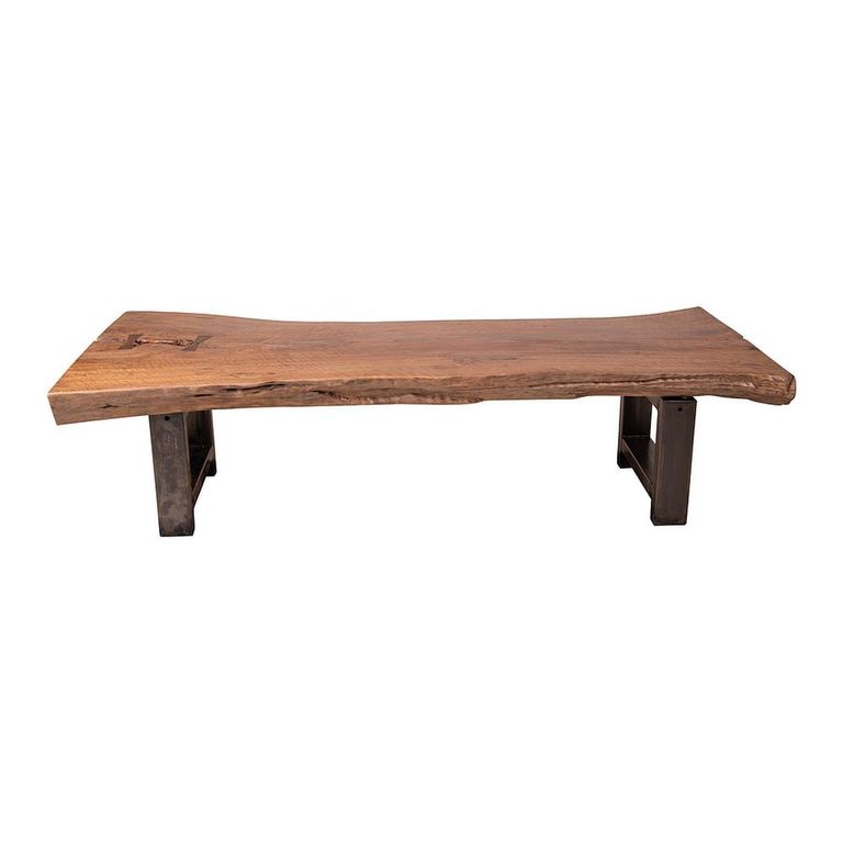 Coffee Table - Live Edge - Brown - Mango Wood and Metal
