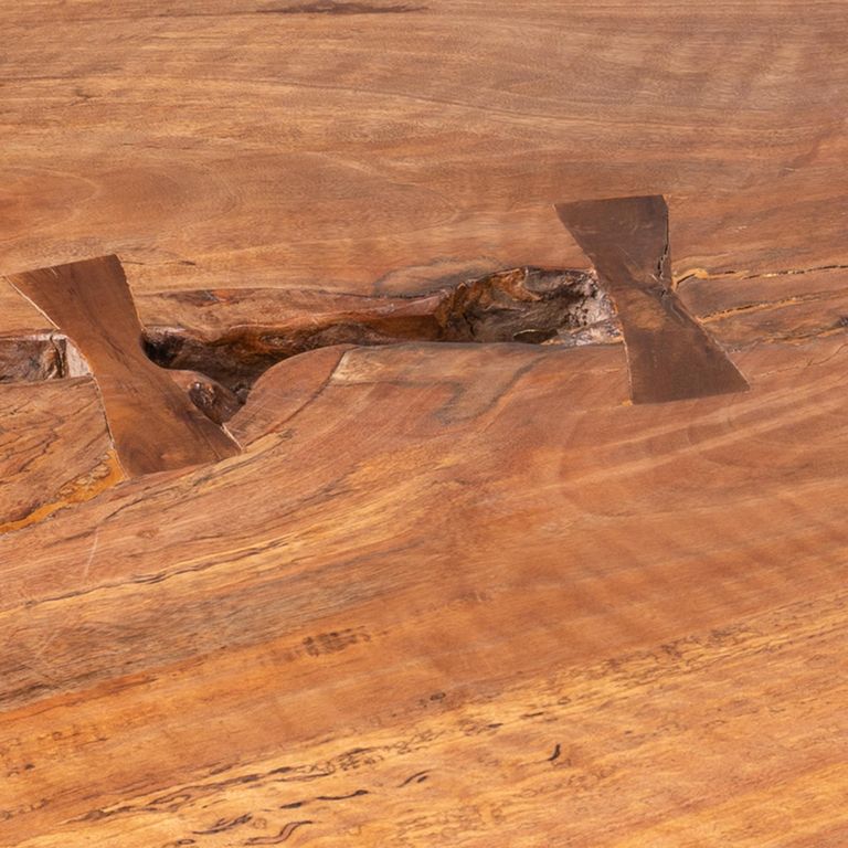 Coffee Table - Live Edge - Brown - Mango Wood and Metal