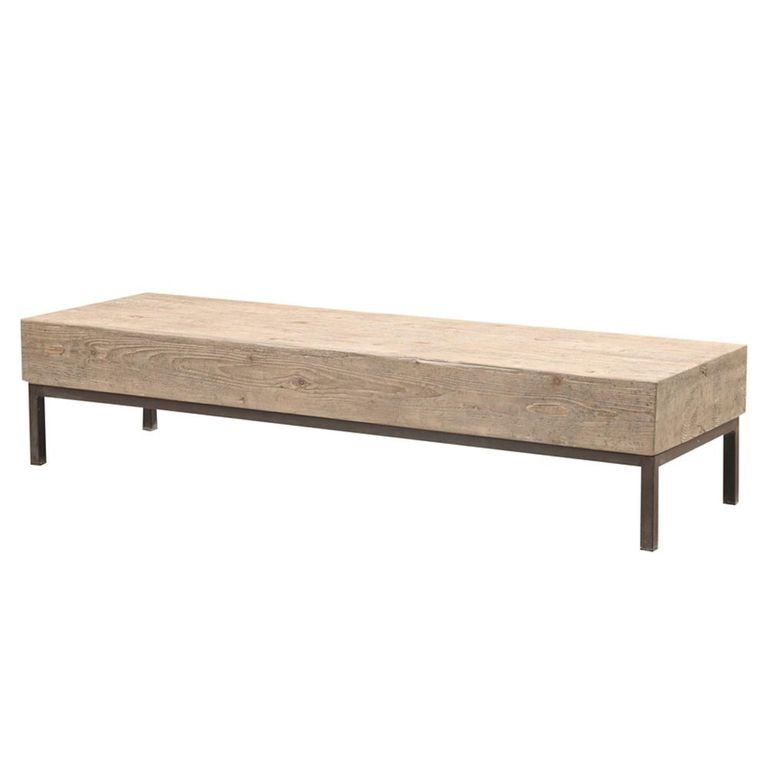 Coffee Table - Natural and Black - Elm Wood and Metal