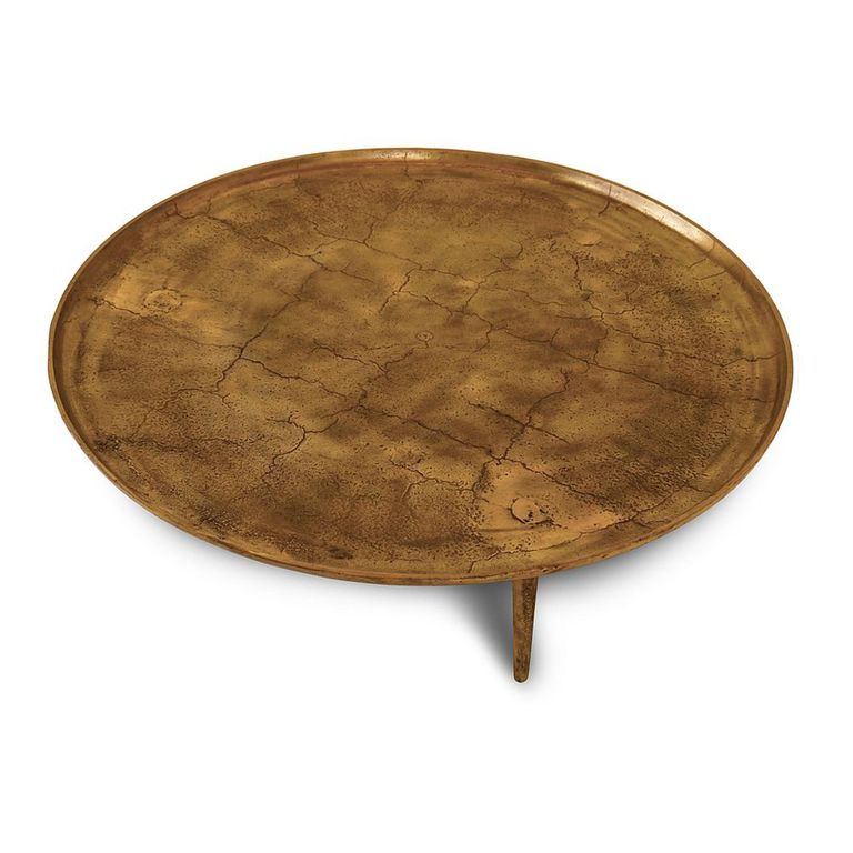 Csaba Coffee Table - Tray Top - Round - Large - Gold - Aluminum