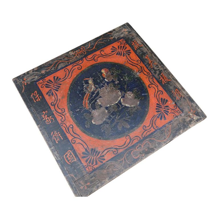 Hand Painted Coffee Table - 2 Drawer - Distressed Red and Black - Solid Wood