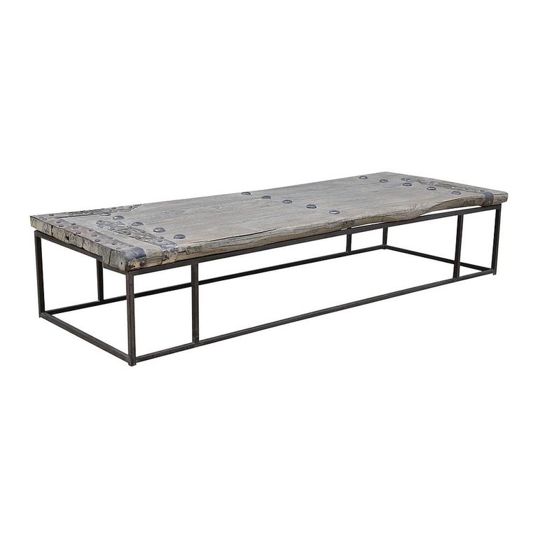 Industrial Coffee Table - Large - Natural and Black - Reclaimed Wood and Metal