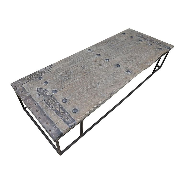 Industrial Coffee Table - Large - Natural and Black - Reclaimed Wood and Metal