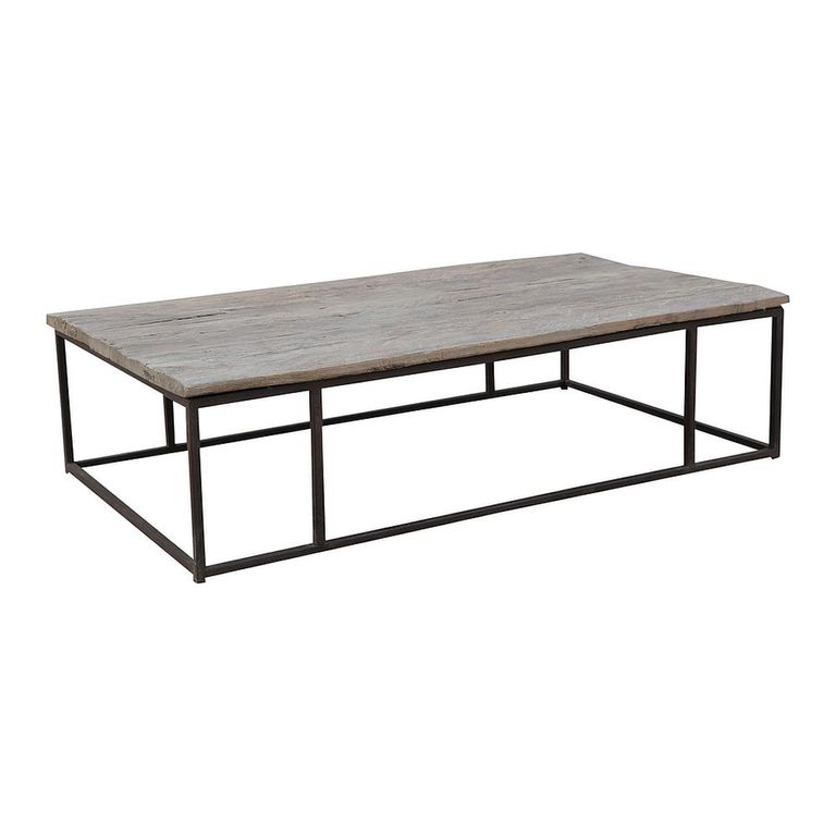 Industrial Coffee Table - Natural and Black - Elm Wood and Metal