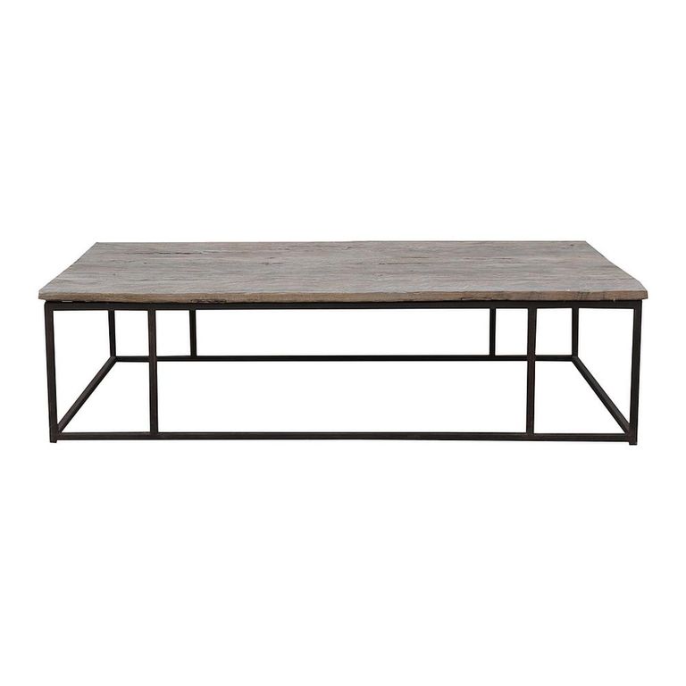 Industrial Coffee Table - Natural and Black - Elm Wood and Metal