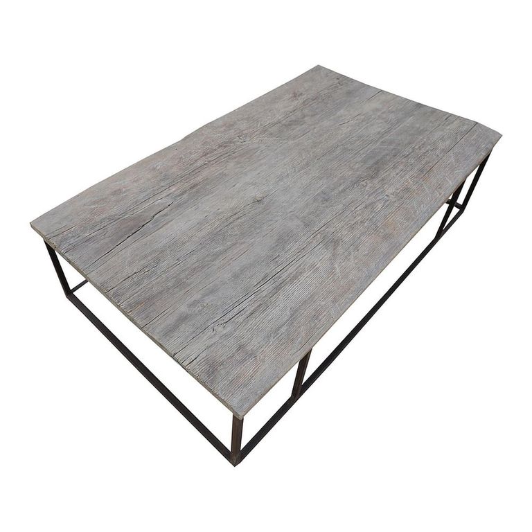 Industrial Coffee Table - Natural and Black - Elm Wood and Metal