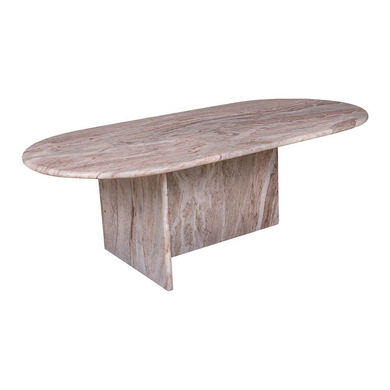 Magasa Coffee Table - Oval - Grey - Travertine