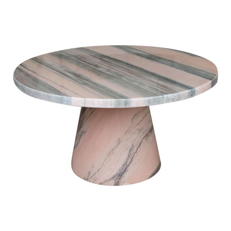 Carrara Coffee Table - Round - Pink and Green - Marble