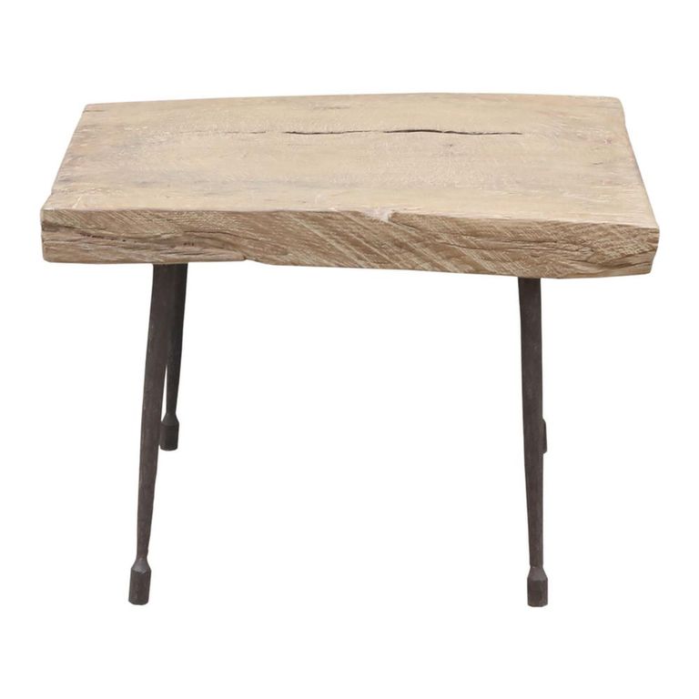 Coffee Table - Live Edge - Rustic Natural - Elm Wood and Metal Leg