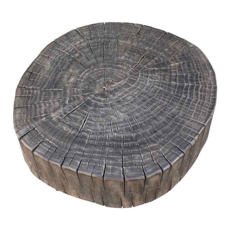 Tree Stump Coffee Table - Round - Tapered Leg - Rustic Brown - Wood
