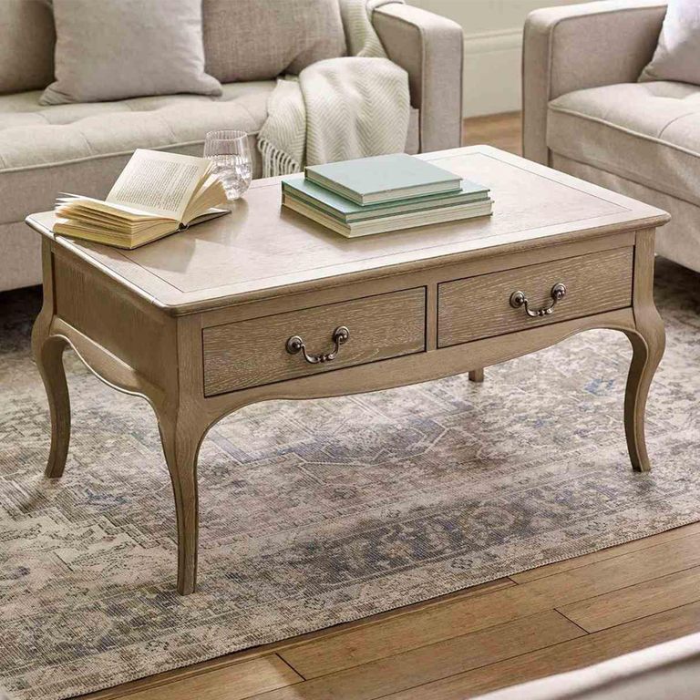 Camille Coffee Table - 2 Drawer - French Style - Natural - Limed Oak