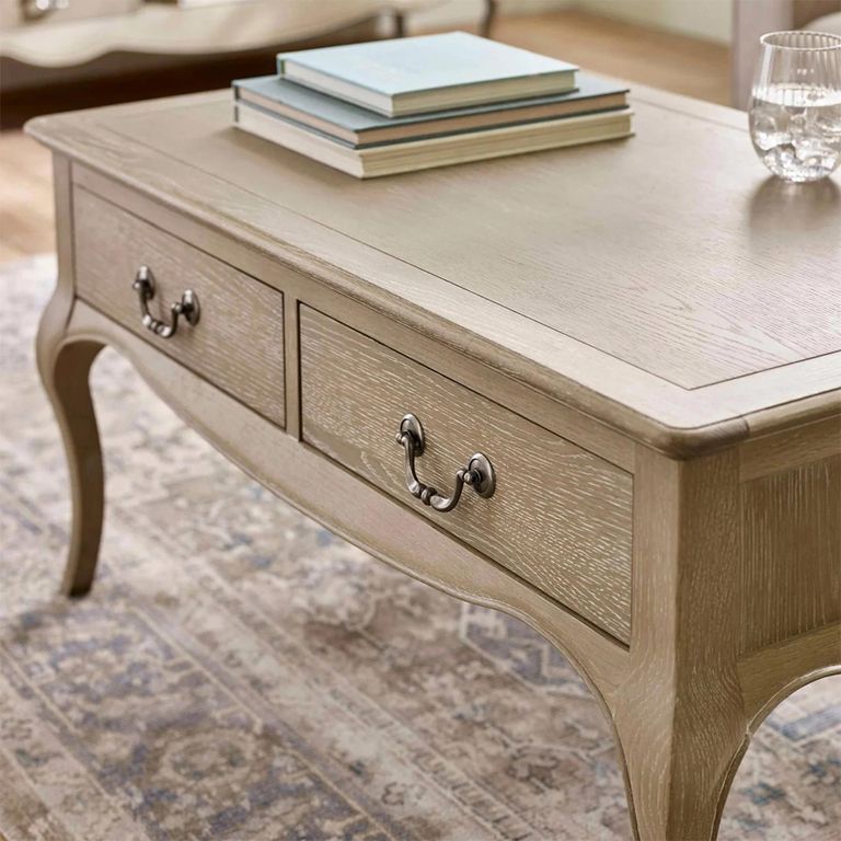 Camille Coffee Table - 2 Drawer - French Style - Natural - Limed Oak