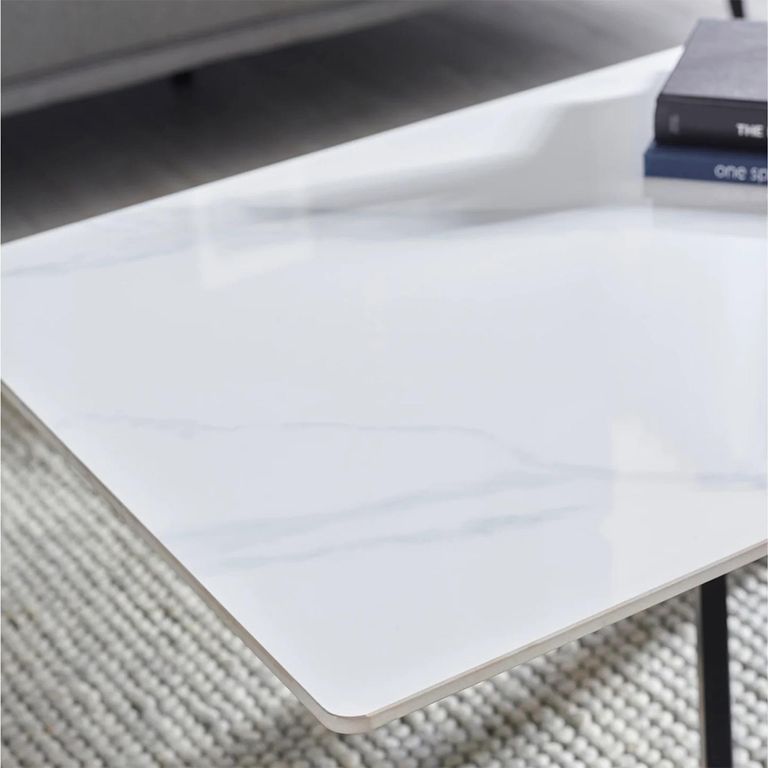Bradley Coffee Table - Spider Leg - White and Black - Ceramic and Metal