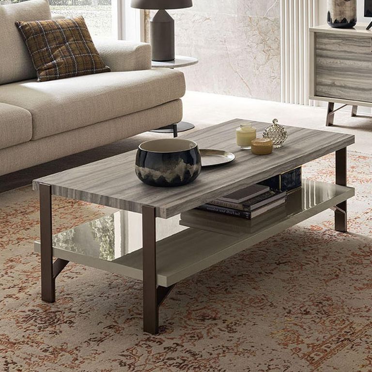 Jupiter Coffee Table - Eco Stone and High Gloss Pearl Line