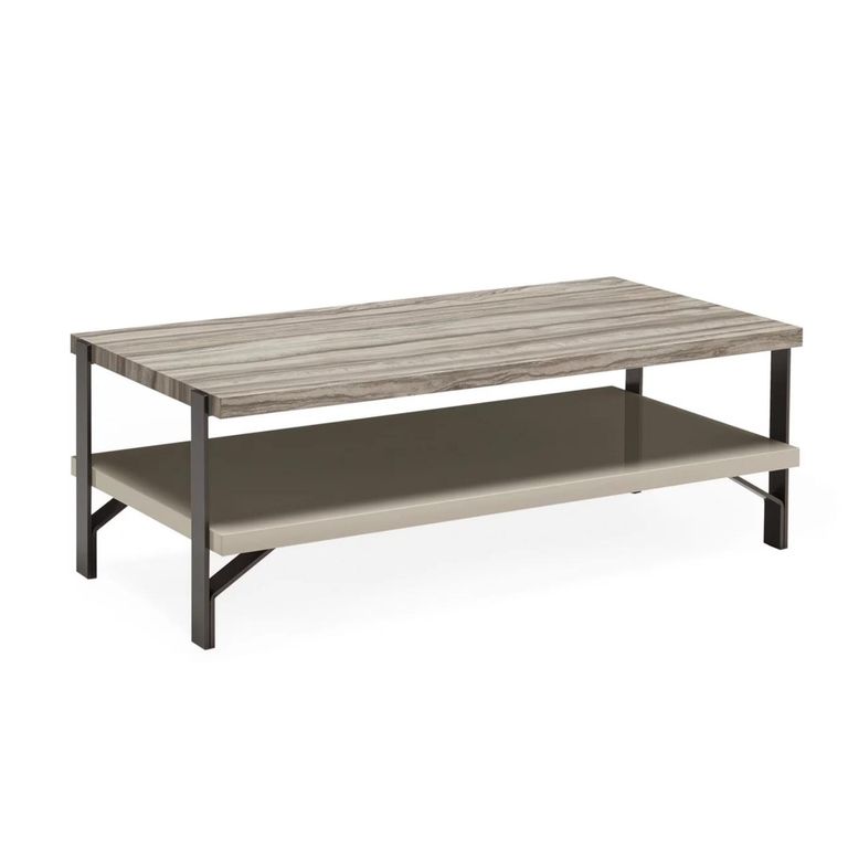 Jupiter Coffee Table - Eco Stone and High Gloss Pearl Line