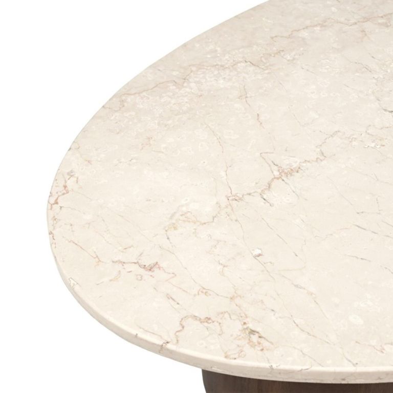 Brix Duno Bottecino Coffee Table - Oval - Low - Chestnut - Ceramic and Mango Wood