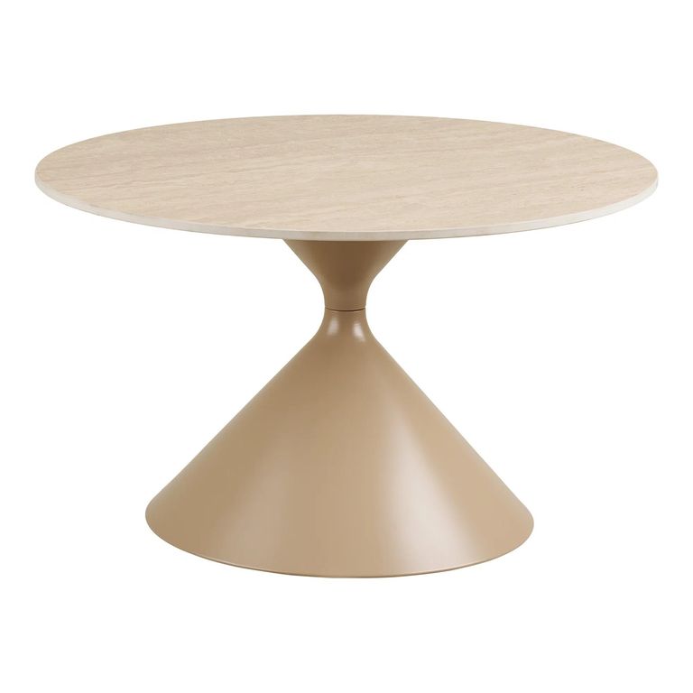 Annecy Coffee Table - Round - Hourglass Base - Beige - Ceramic and Metal