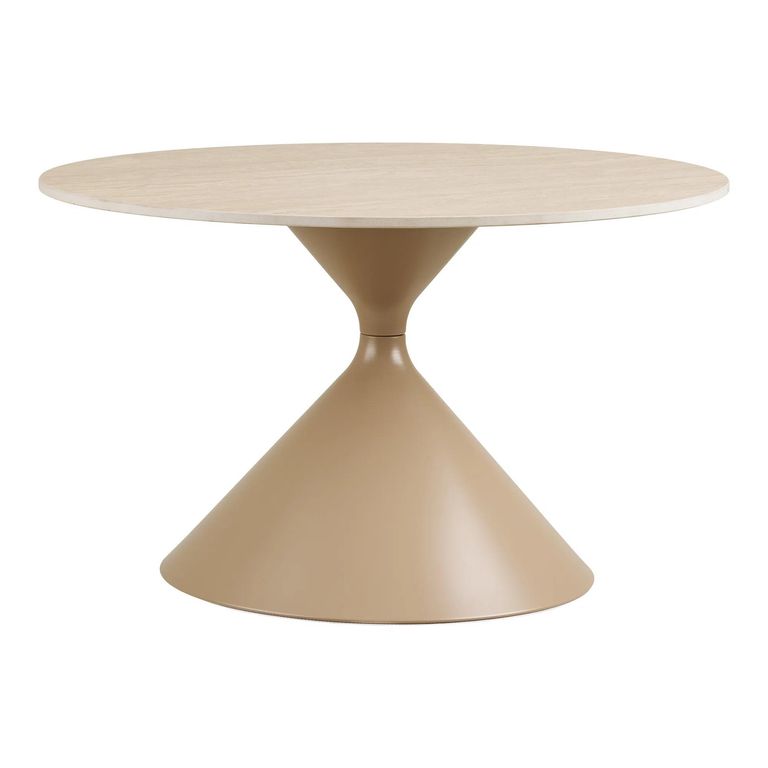 Annecy Coffee Table - Round - Hourglass Base - Beige - Ceramic and Metal