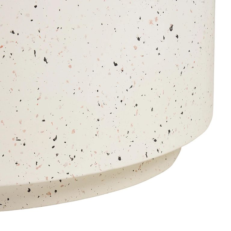 Bonn Coffee Table - Round - Off White Terrazzo Effect - Drum Base - Fiberglass