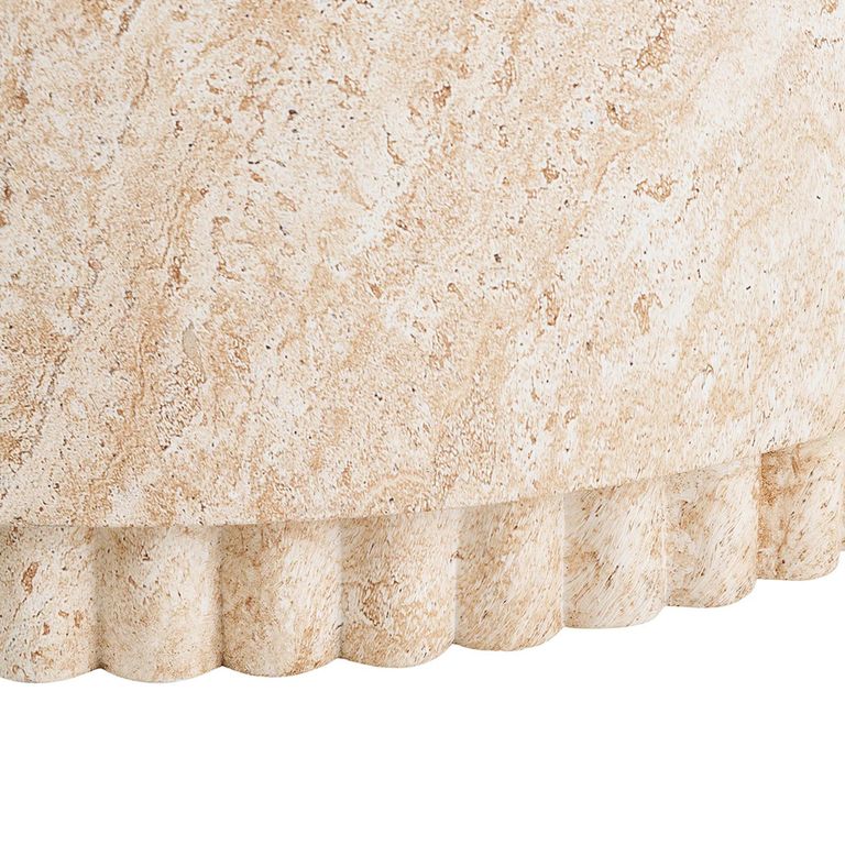 Bonn Outdoor Coffee Table - Round - Fluted Base - Cream - Fiberglass