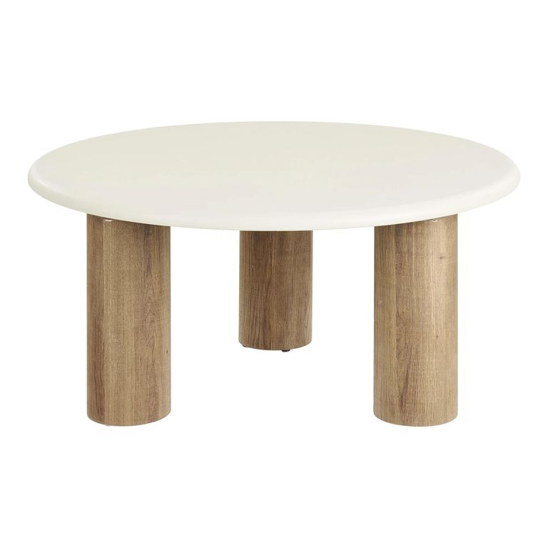 Fondi Coffee Table - Round - Cylinder Legs - Cream and Brown