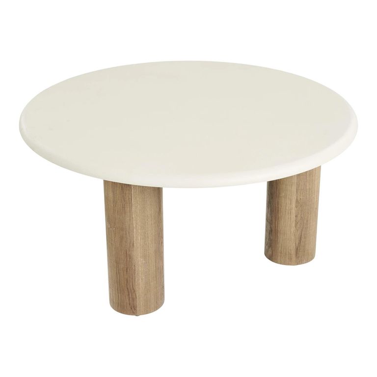 Fondi Coffee Table - Round - Cylinder Legs - Cream and Brown