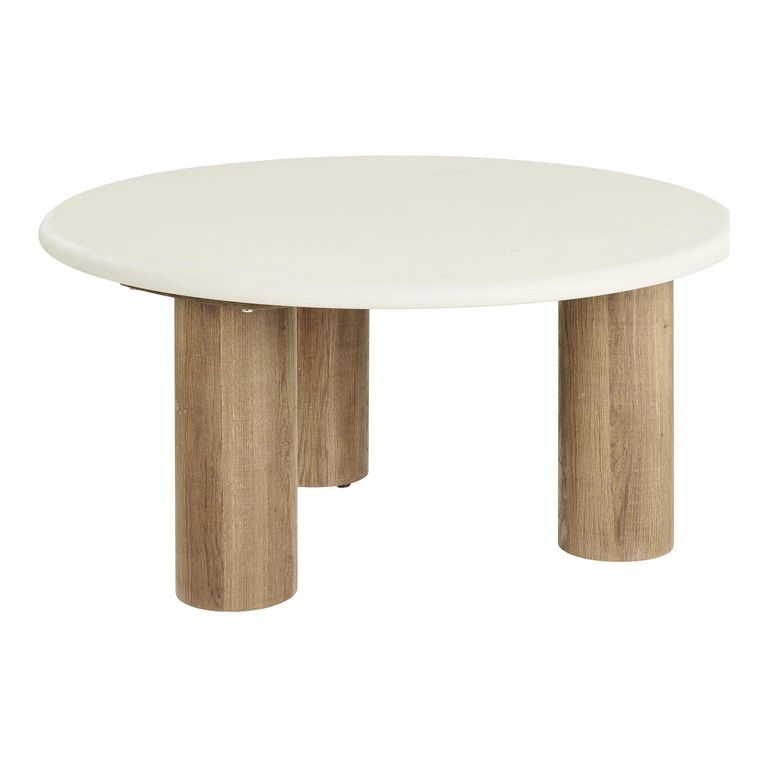 Fondi Coffee Table - Round - Cylinder Legs - Cream and Brown