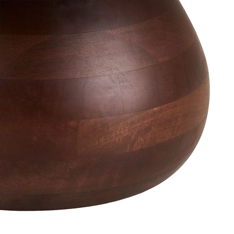 Heide Coffee Table - Round - White and Dark Brown - Marble and Mango Wood