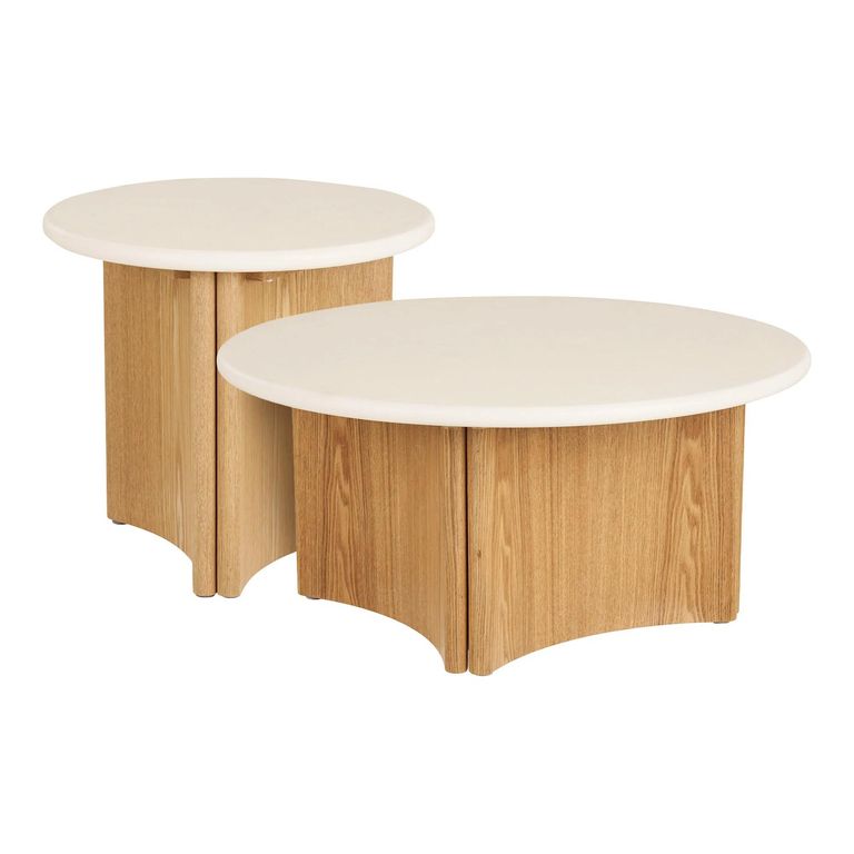 Motril Coffee Table - Set of 2 - Round - White and Natural