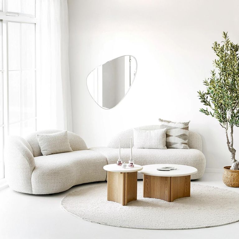 Motril Coffee Table - Set of 2 - Round - White and Natural
