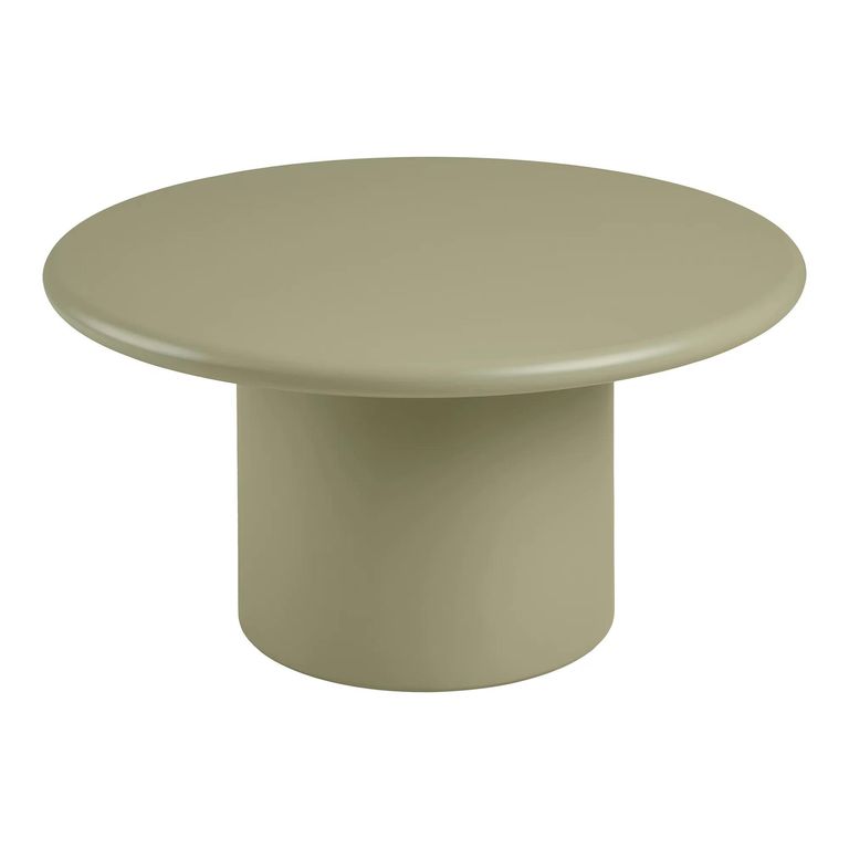 Nagano Coffee Table - Round - Pedestal Base - Sage Green - Concrete