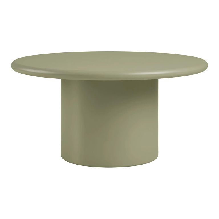 Nagano Coffee Table - Round - Pedestal Base - Sage Green - Concrete