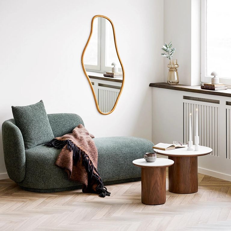 Noli Coffee Table - Round - Cylindrical Base - White and Dark Brown - Ceramic and Wooden
