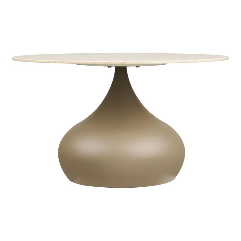 Pienza Coffee Table - Round - Khaki - Glass and Metal
