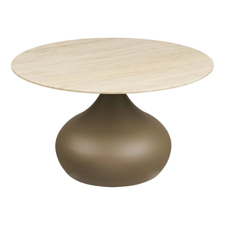 Pienza Coffee Table - Round - Khaki - Glass and Metal