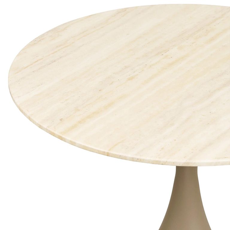Pienza Coffee Table - Round - Khaki - Glass and Metal