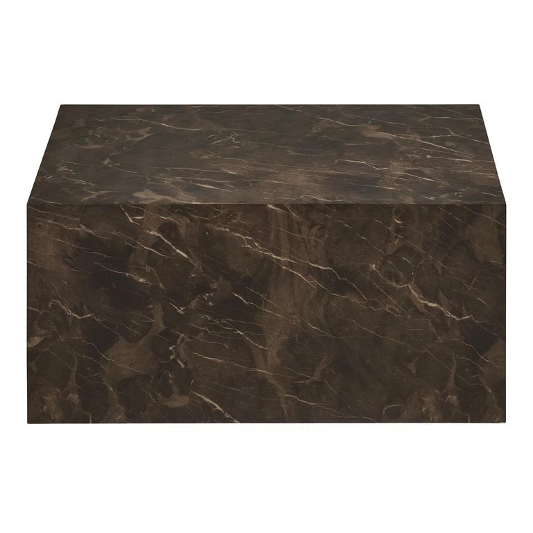 Prague Block Coffee Table - Dark Brown - Marble Effect