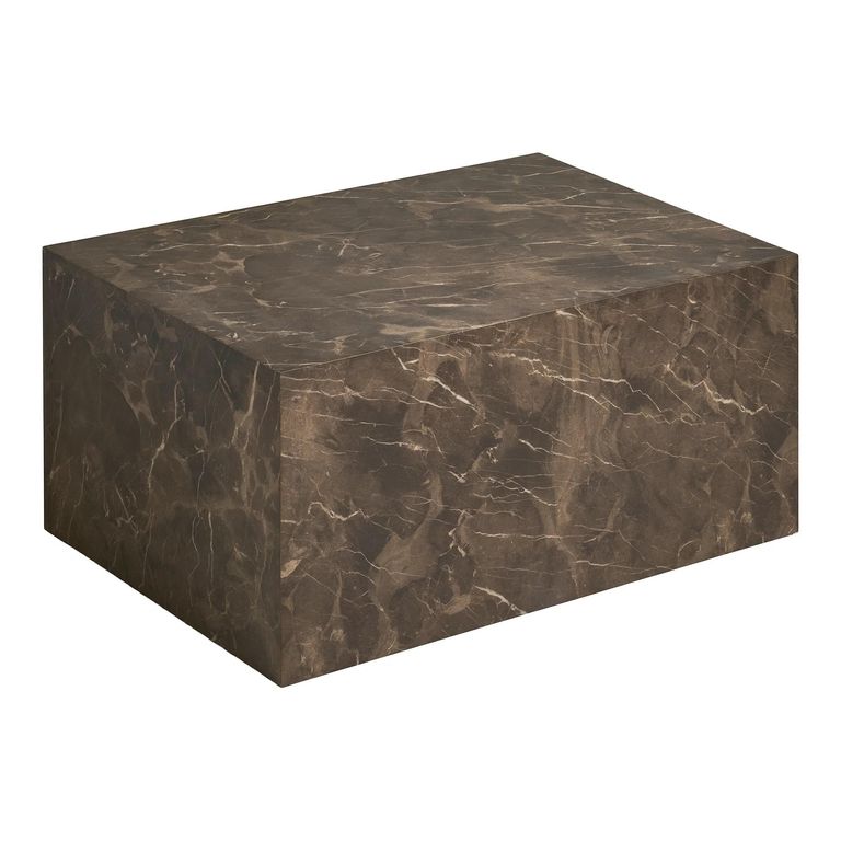 Prague Block Coffee Table - Dark Brown - Marble Effect